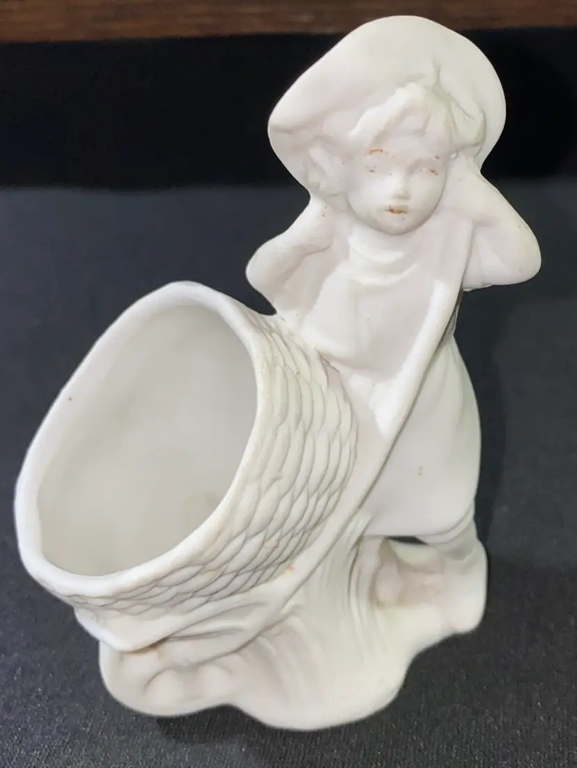 Sale- Antique German Bisque Matchstick Holder/Striker 1880's - 1910's  3" Tall