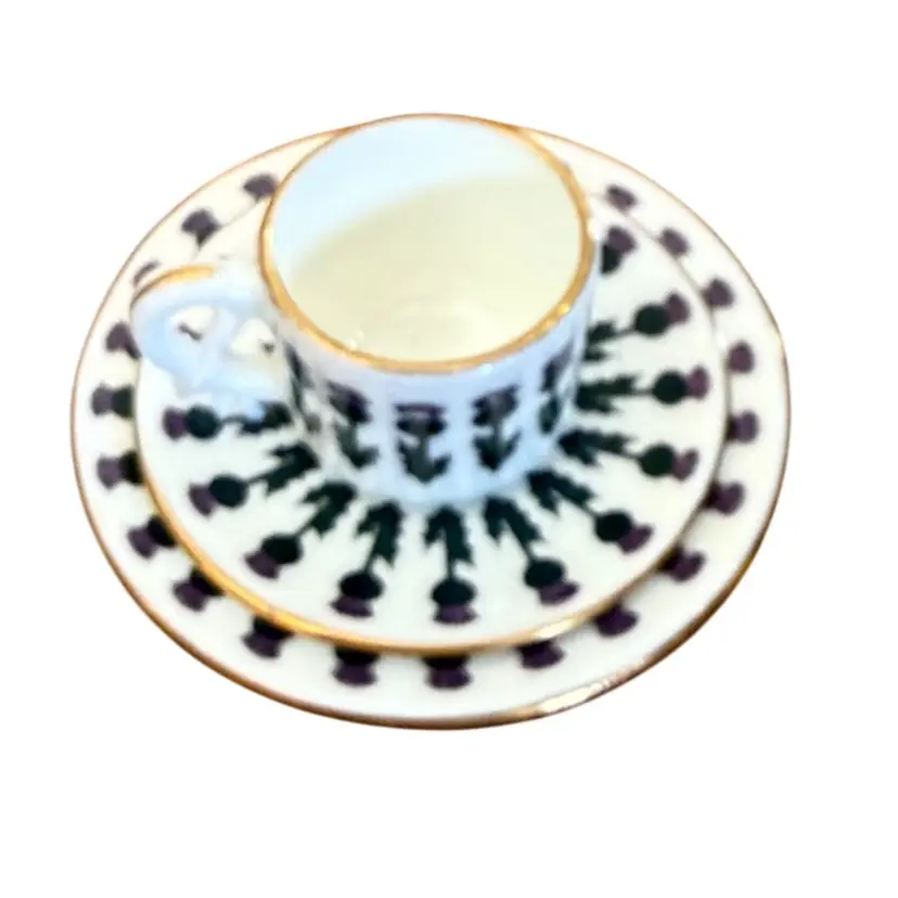 Saint Andrews fine China made in Scotland, mini thistle, cub, saucer, and plate