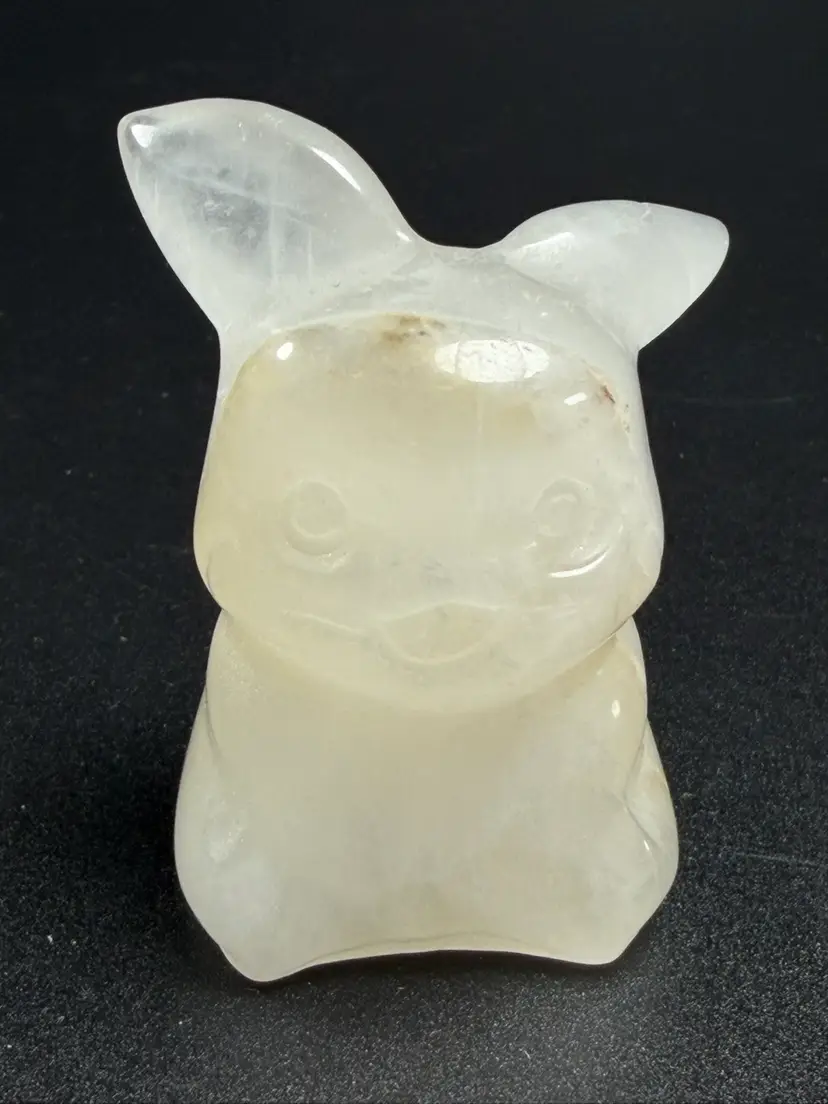 Pikachu Natural Quartz Hand Carved Stone Healing Crystal 66g 1.75" Anime