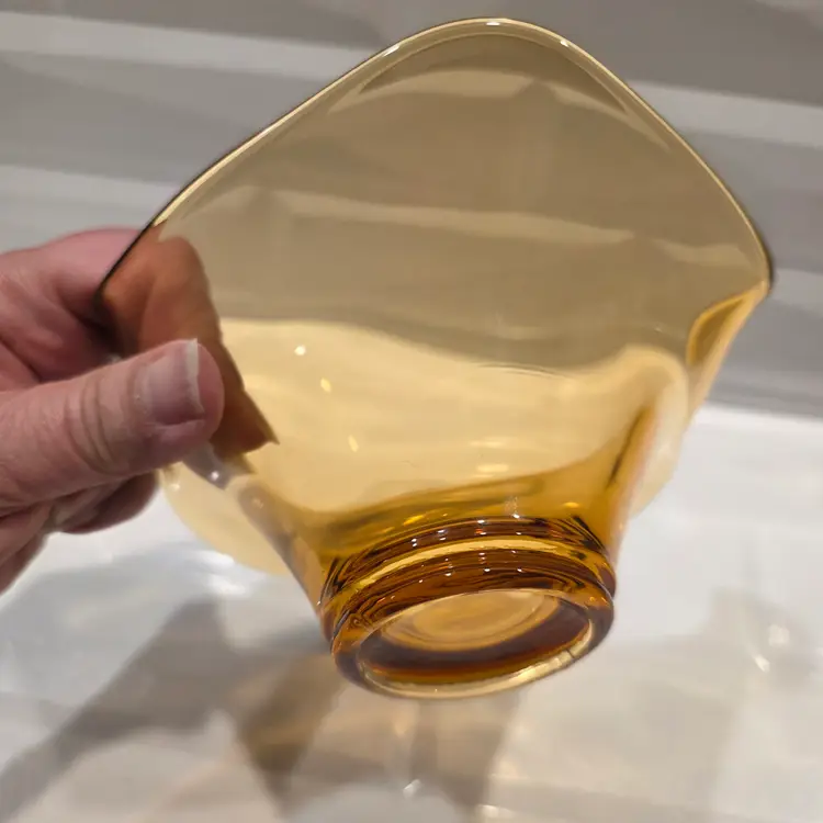 Viking Amber Glass Bon Bon Candy Dish Bow Epic Vintage