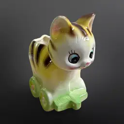 Adorable Vintage Ceramic Striped Kitty Cat Planter