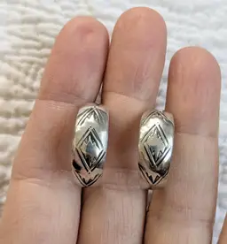Vintage Sterling Silver Partial Hoops with Etched Native American Design