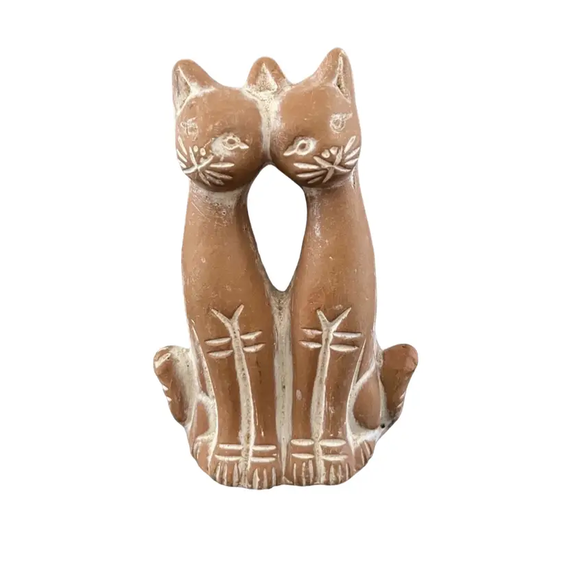 Terra Cotta Twin Cat Figurine