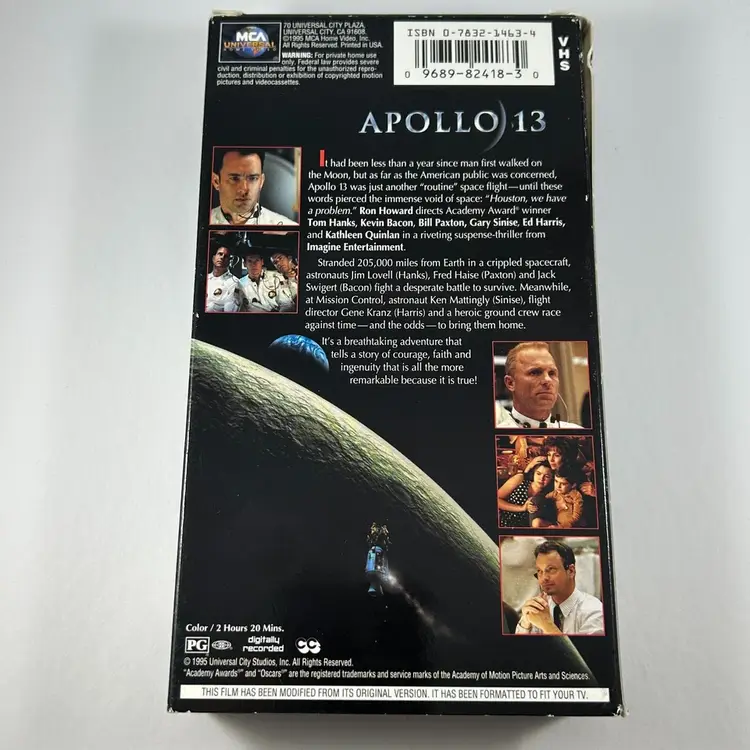 Apollo 13 (VHS, 1995) Classic Film Tom Hanks Bill Paxton Kevin Bacon Space Epic