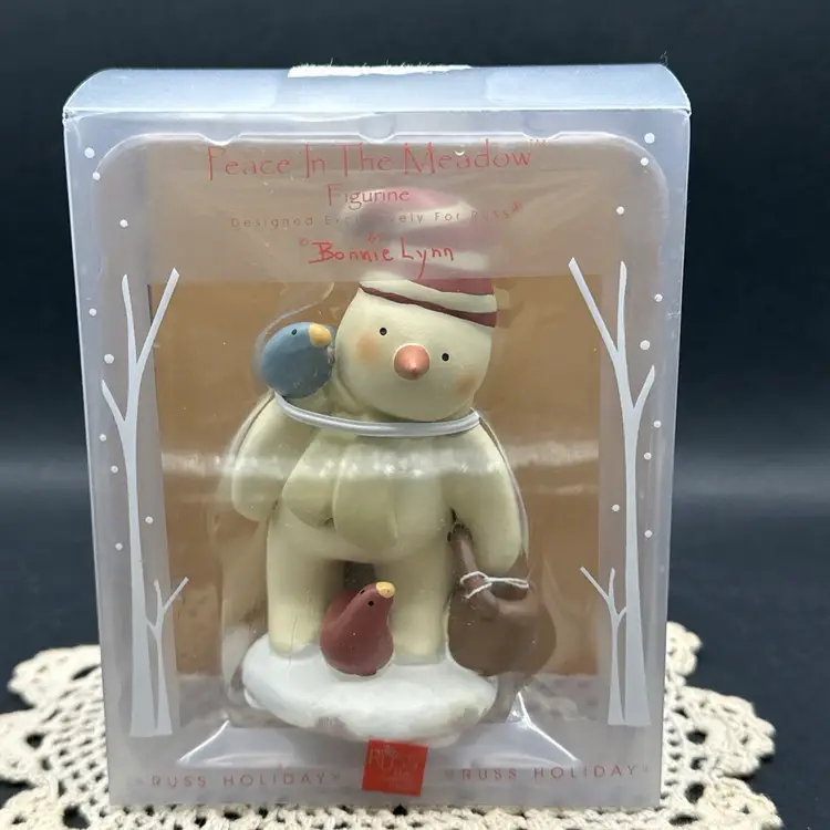 NEW Russ Holiday “Peace in the Meadow” Snowman Figurine Bonnie Lynn 1st Edition