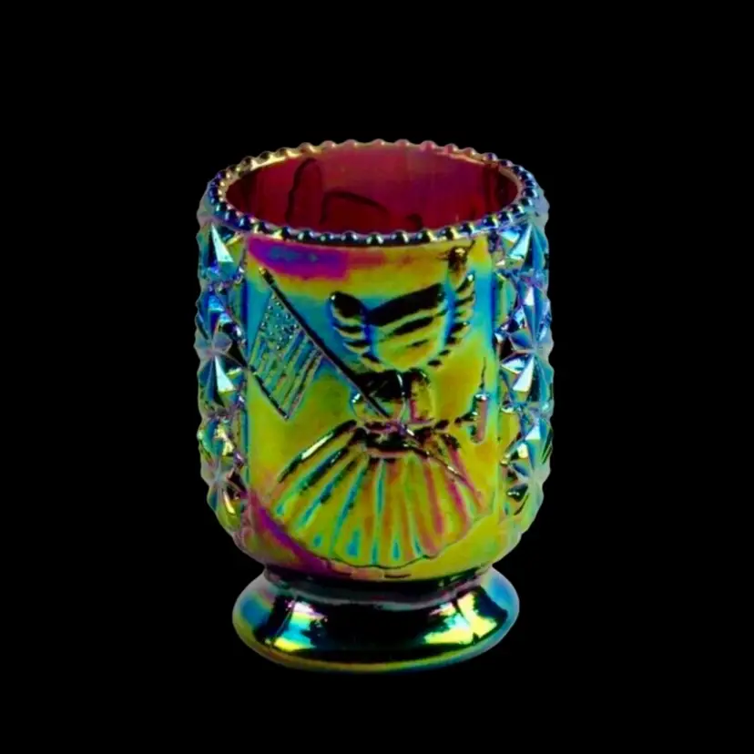 Summit Glass Betsy Ross Sun Bonnet Carnival, Amethyst Toothpick Holder