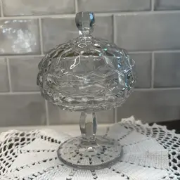 Vintage Fostoria American Compote Covered Candy Dish