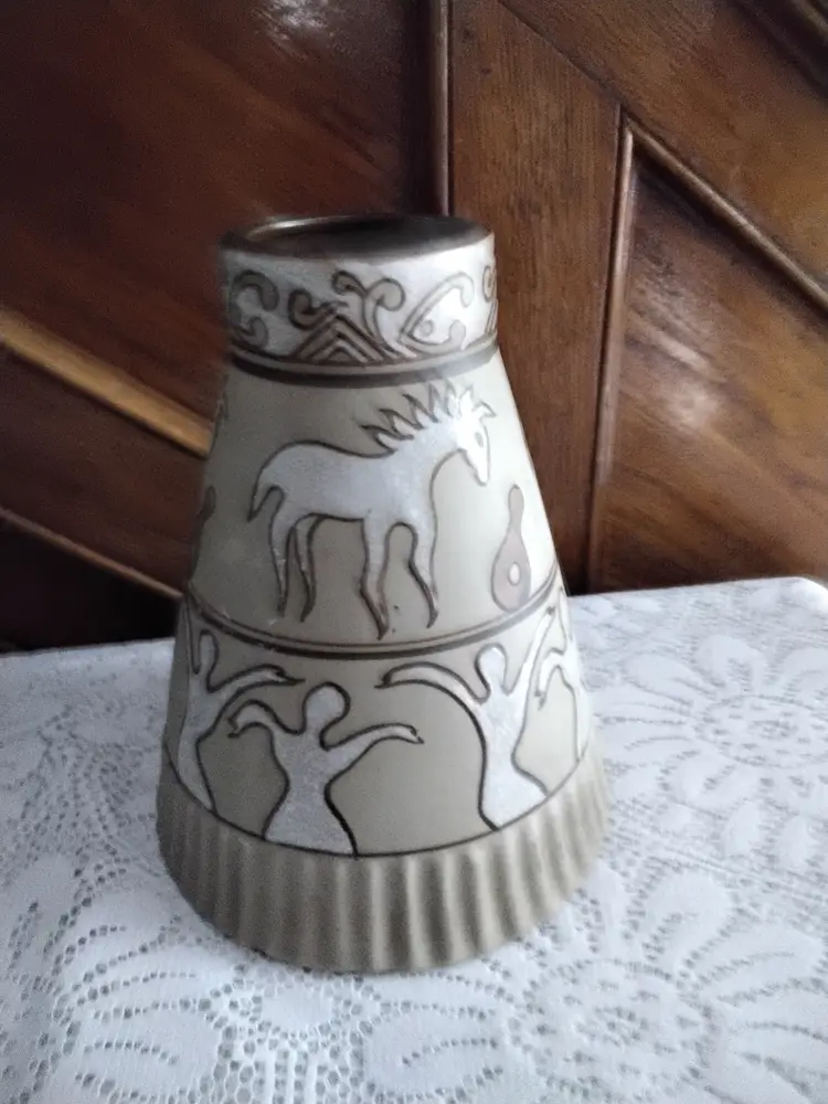 Art Pottery Native American Indian Tee Pee Vase Baun Bros.