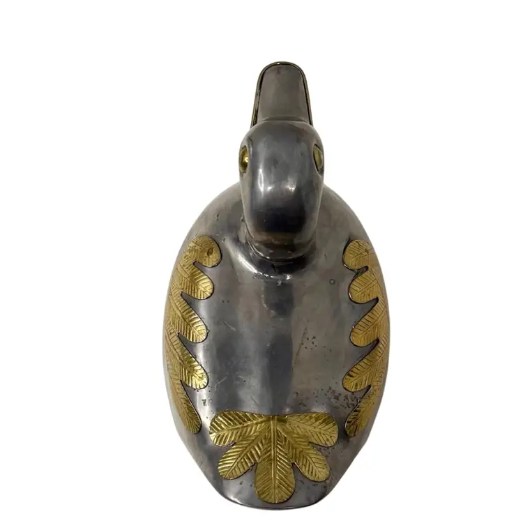 Duck Trinket Box Figurine Metal and Brass Hand Crafted Hong Kong 5”L x 4-1/4” T x 2-3/4” W