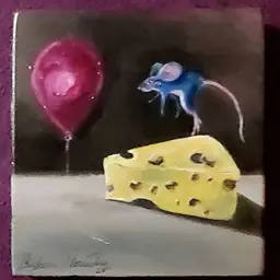 #01 🧡 Original Acrylic Painting on 6 x 6" Wood Panel Frame Surrealism Pop Art Children Gift Artwork...Oh My Lawd Cute!