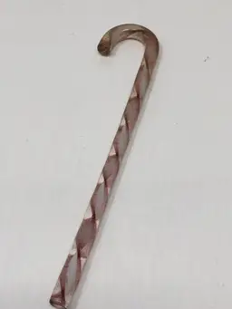 Swirly Pink Glass Candy Cane