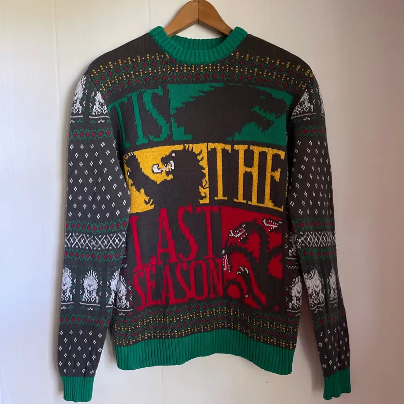 Game of Thrones Tis The Last Season Ugly Christmas Sweater Small GOT FairIsle HBO Fandom Novelty Pullover