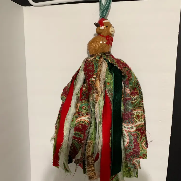 Left Facing Christmas Cow Tassel Made By Me