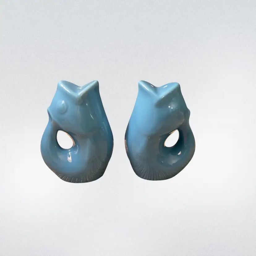 Salt & Pepper Shakers Gurgle Pot Blue Fish