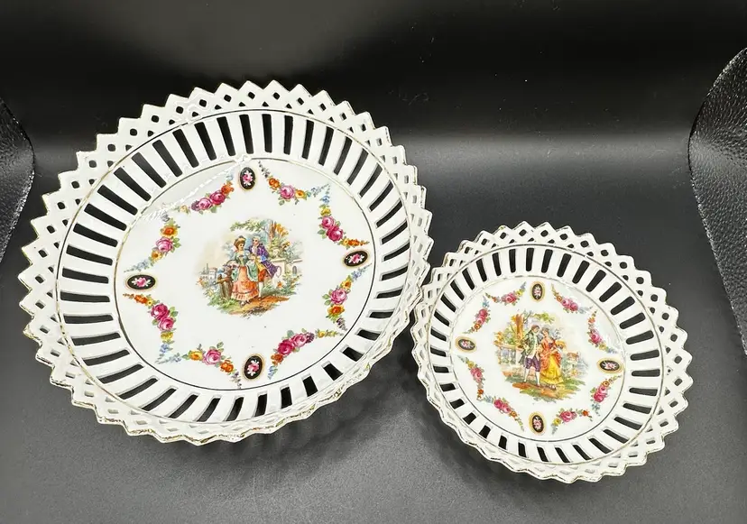 Set Of Porcelain Courting Couple Dishes Stamped Germany