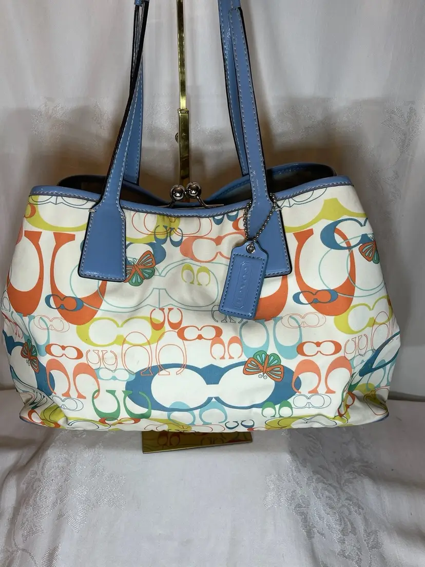 Coach Butterfly Canvas and Kisslock Shoulder bag