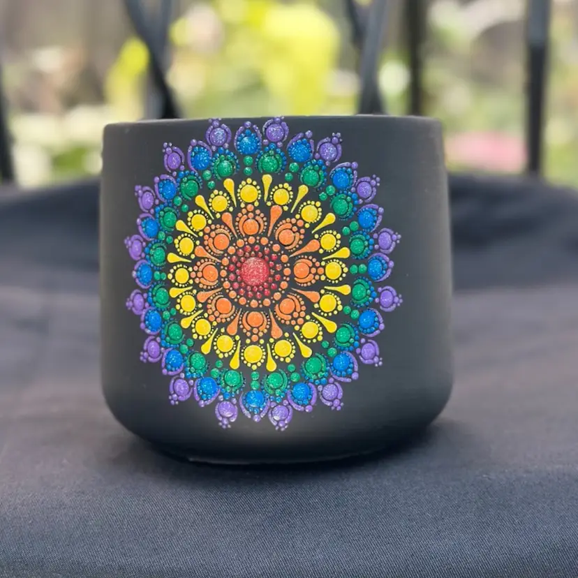 4 Inch Concrete Black/ Rainbow glitter