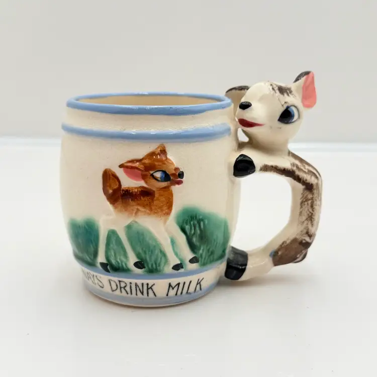 Drink Milk Vintage Ceramic Deer Mug
