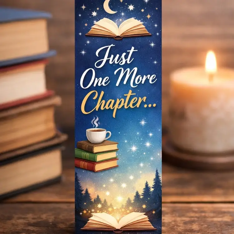 Book Mark -laminated 50 Pack ($0.40 Each) Night Time, “Just One More Chapter”