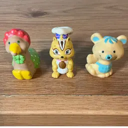 Strawberry Shortcake Figurines - 1982 Gooseberry Goose & Cheesecake Mouse - 2002 Chocolate Chipmunk