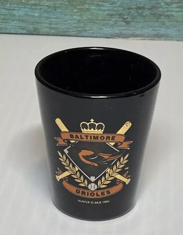 Vintage Baltimore Orioles Shot Glass 1995 Baseball MLB Black