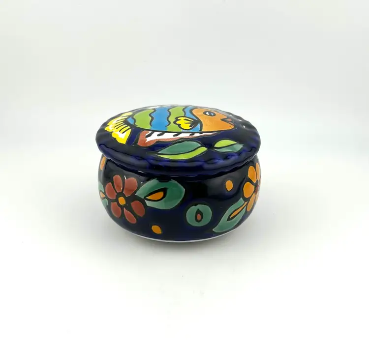 Talavera Pottery Fish Trinket Box 3.25”x 2.5”
