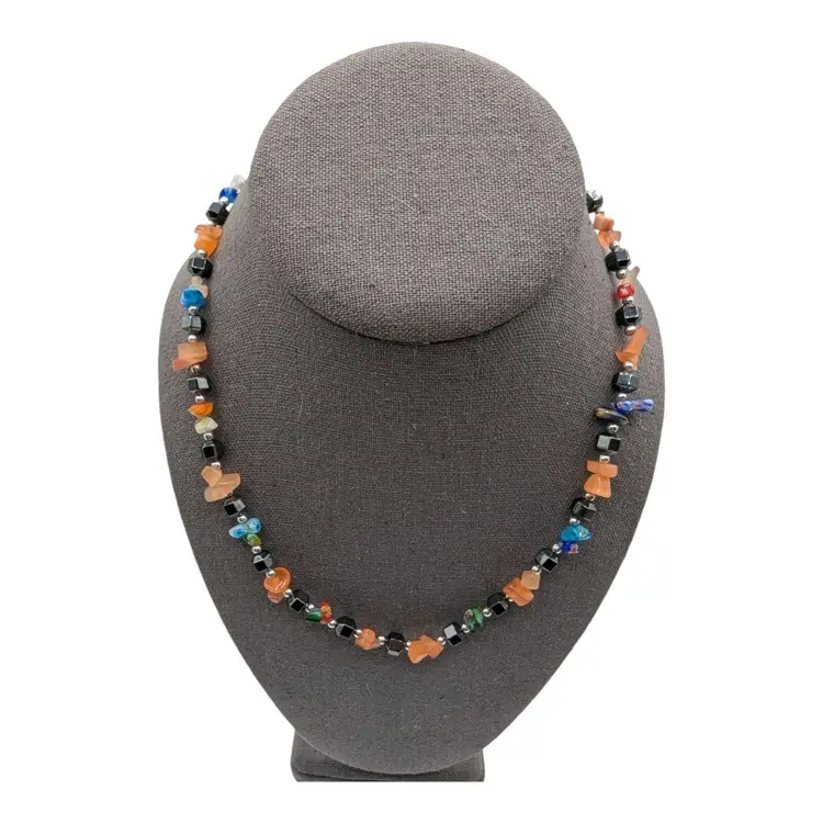 Colorful Beaded Necklace with Mixed Gemstones