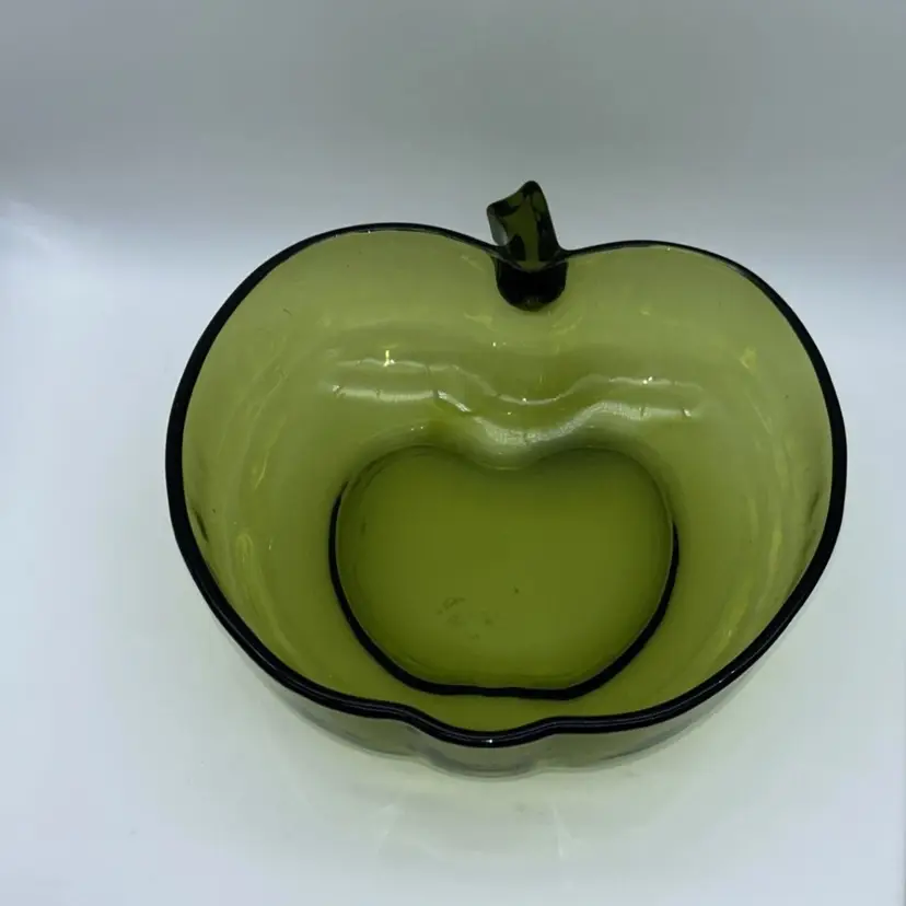 Vintage Hazel Atlas Green Glass Apple Shaped Salad Bowl