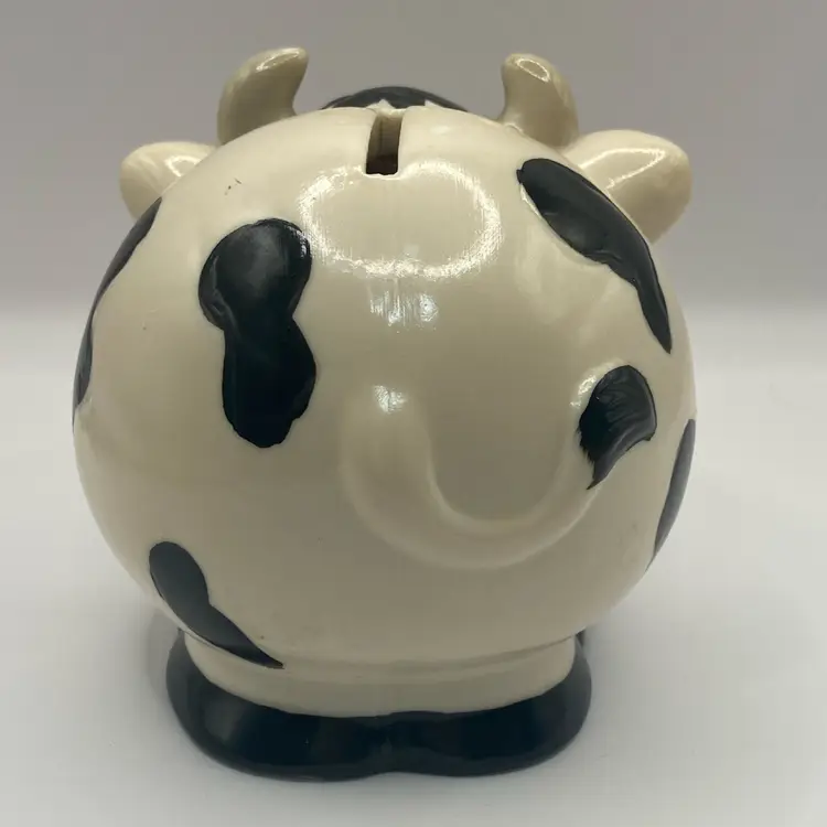 Vintage Cow Bank, Whimsical, Ceramic, 
4” X 4”X 4”
