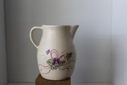 Robinson Ransbottom Hand-Painted Pansy 1 Qt Pitcher