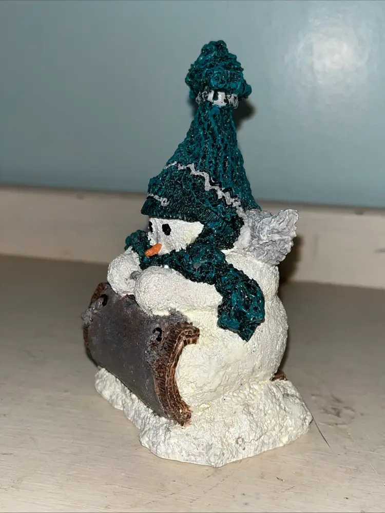 Vintage 1997 McKenna Angels The McKenna Family Snowman Figurine “Whoa-Here Goes"