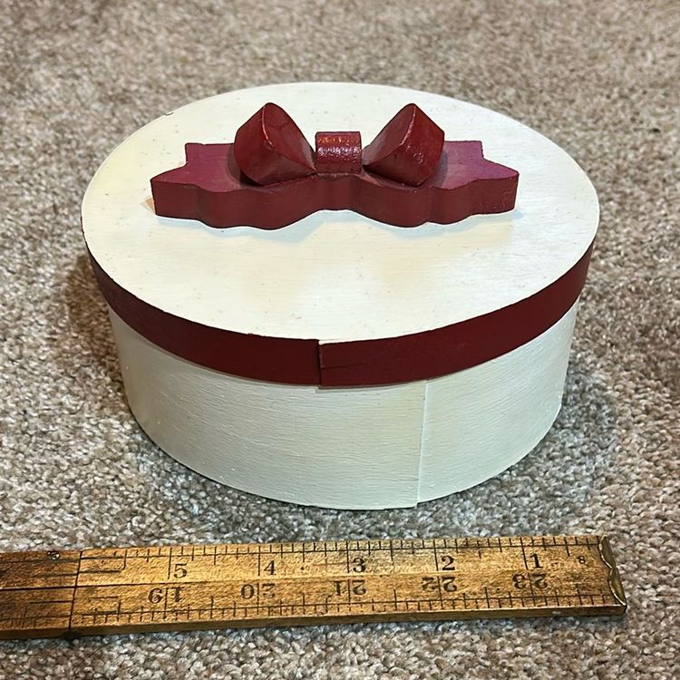 Bow Accented Oval Wood Lidded Storage Container