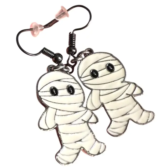 Enamel Mummy Halloween Earrings. Handmade by me! 🫶 1-3/4” drop length