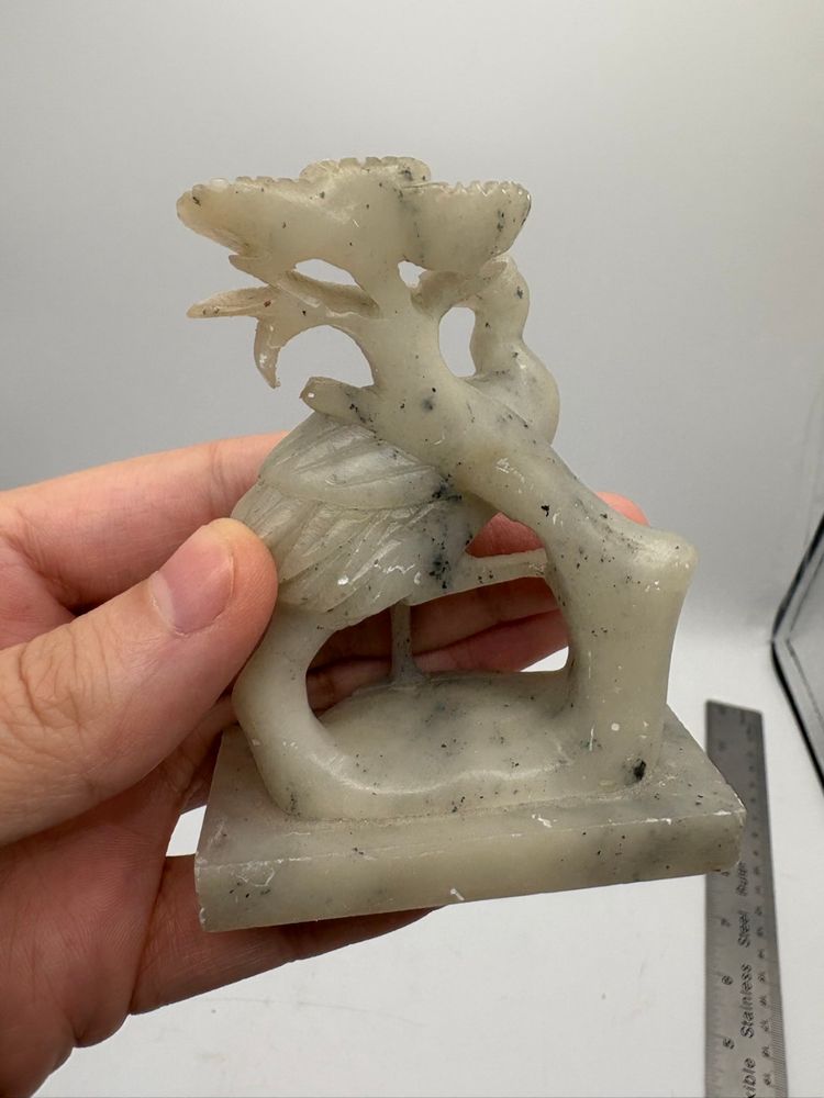 Vintage Chinese Carved Soapstone Crane 3.5”
