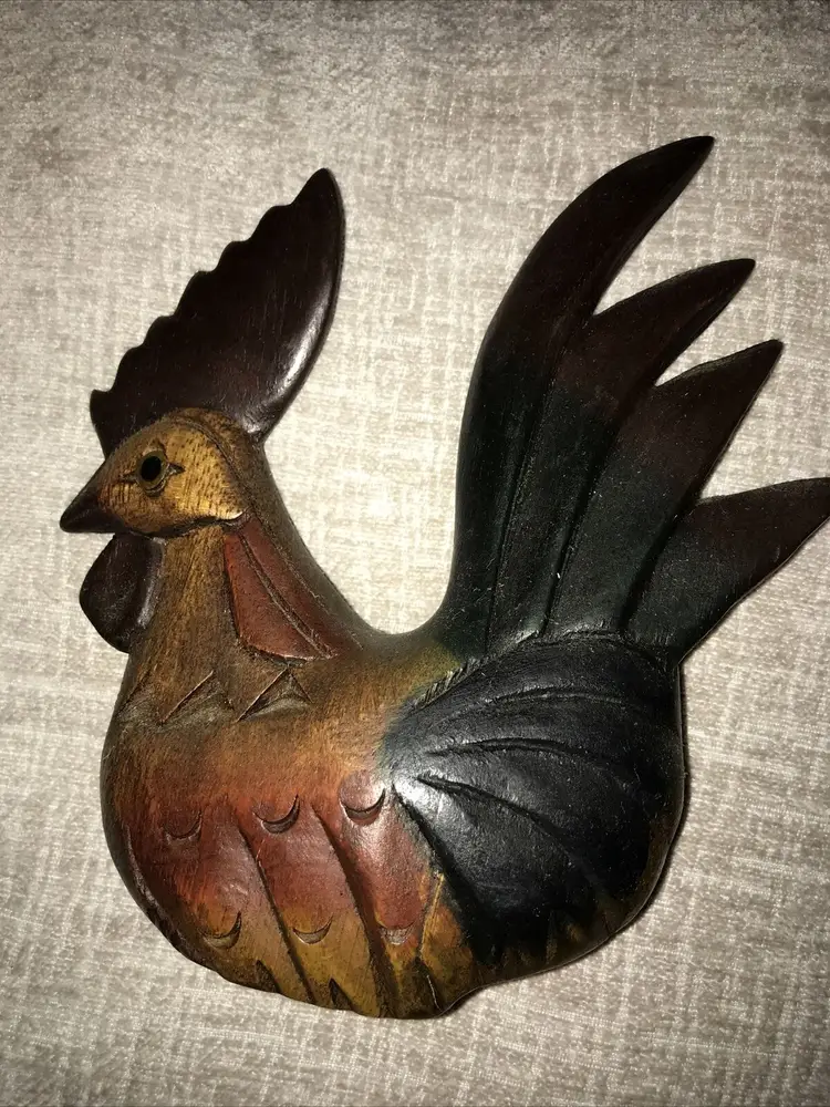 Wood Rooster Wood Hand Crafted 9 Inches