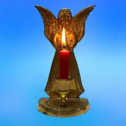 vintage brass angel candlestick Taper candle holder 6.5" tall Christmas Made In India