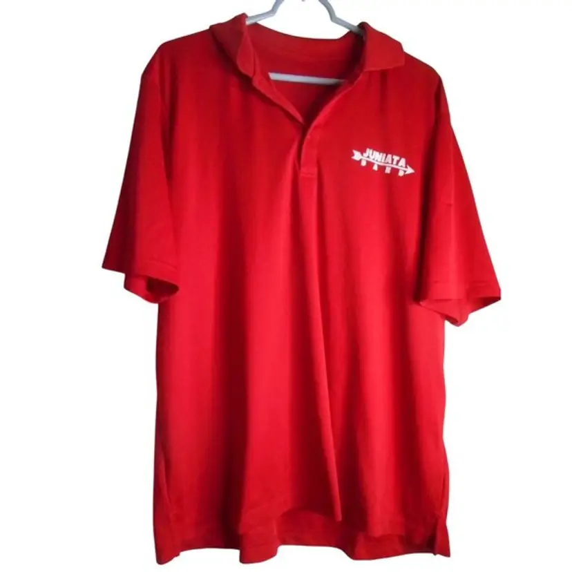Red White Knit Sz M/L Juniata Band lolo Polo shirt Short sleeves