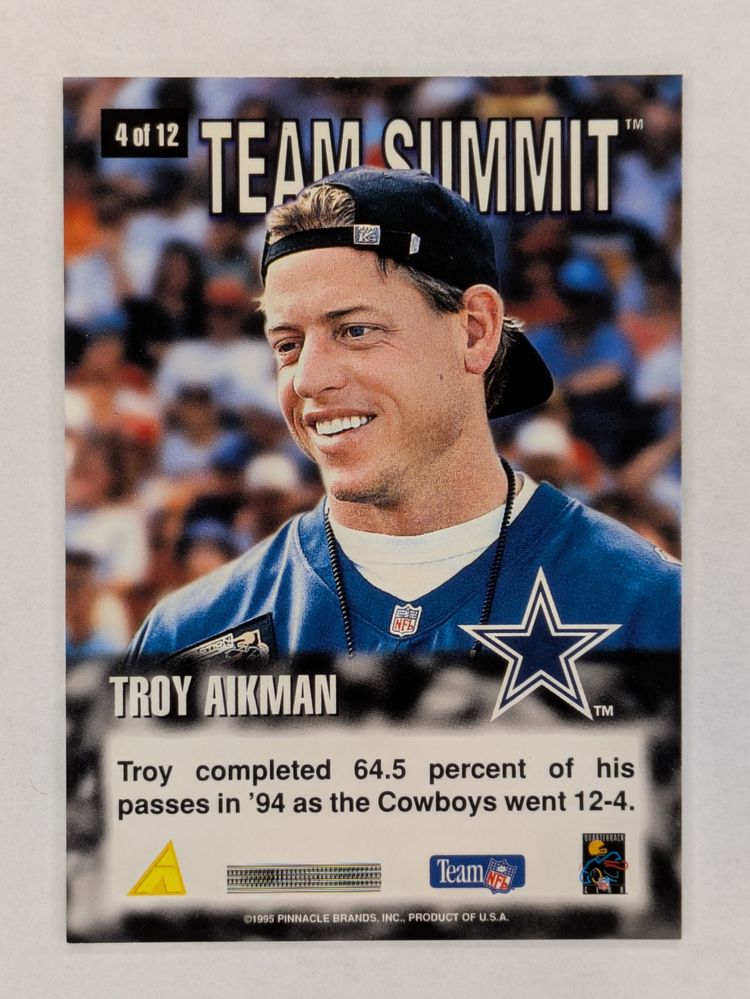 Troy Aikman 1995 Summit Edition Team Summit #4 HOF Dallas Cowboys