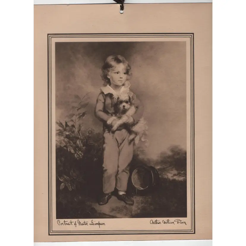 Black and White Copy Painting Portrait Of Master Simpson By Arthur William Devis 9 1/2 x 11