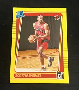 Scottie Barnes 2021-22 Donruss Yellow Flood Rated Rookie #236 RC Toronto Raptors