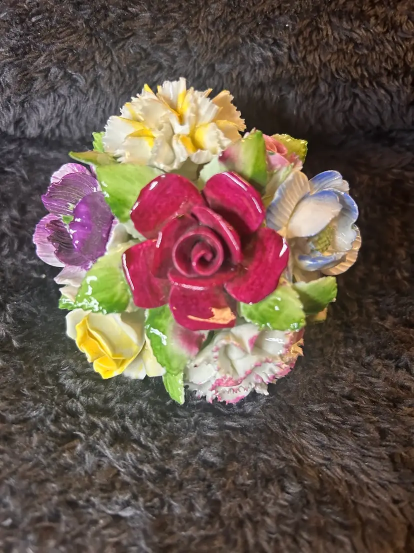 1960s Vintage Hollywood Regency English Royal Doulton Bone China Flower Posie