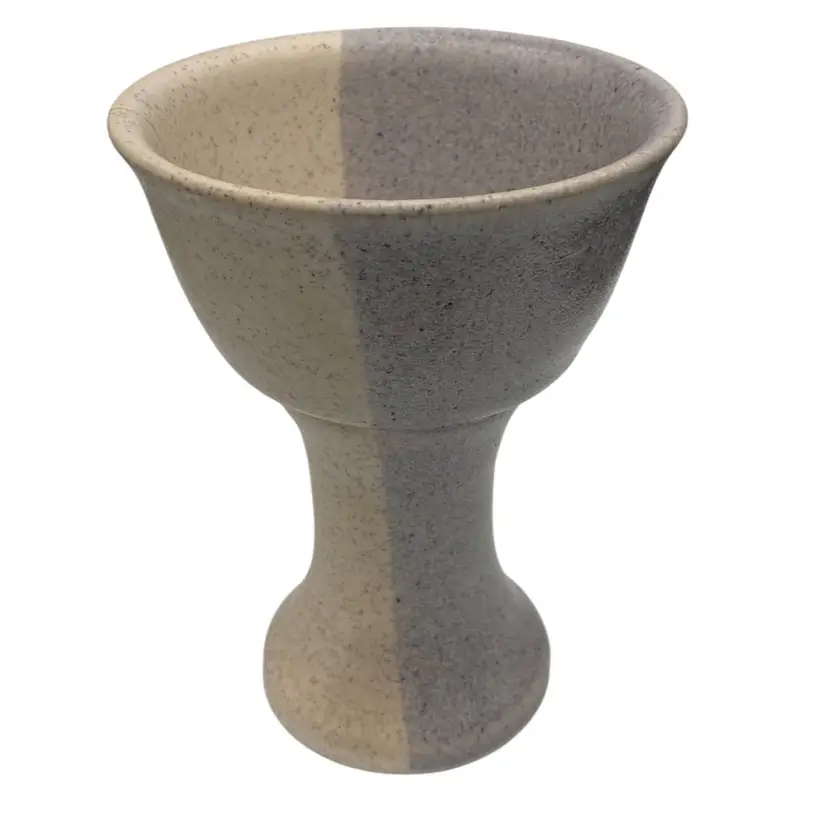 Vintage Studio Pottery Wine/Ale Goblet, Blue & Peach, Signed "Peltier, 1996"