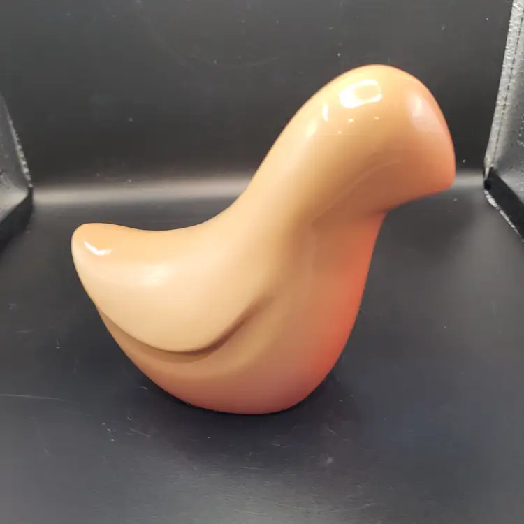 Minimalist Vintage Orange Fade Ceramic Bird Figurine