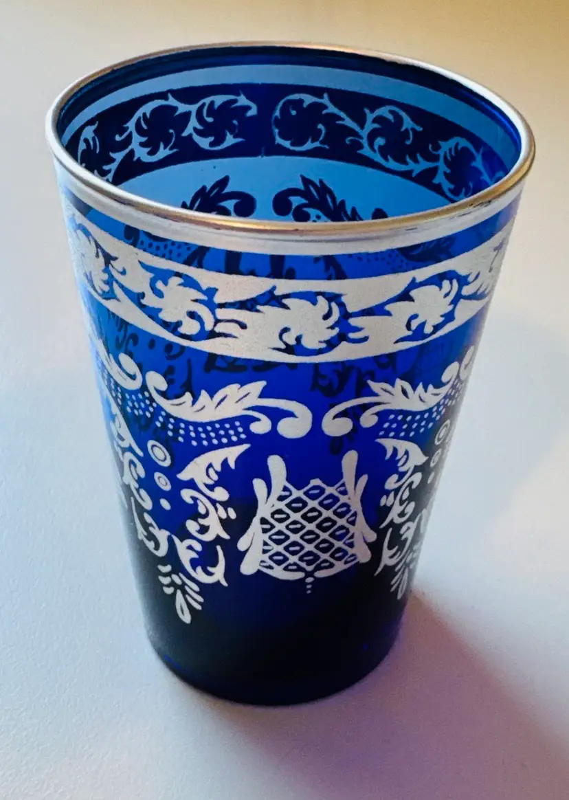 Vintage Cobolt Blue With Silver Glass - Beautiful Pattern