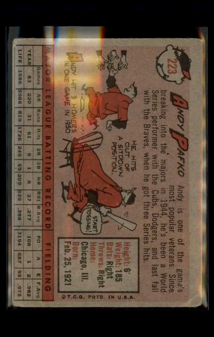 1958 Topps #223 Andy Pafko - (pk4) - Milwaukee Braves