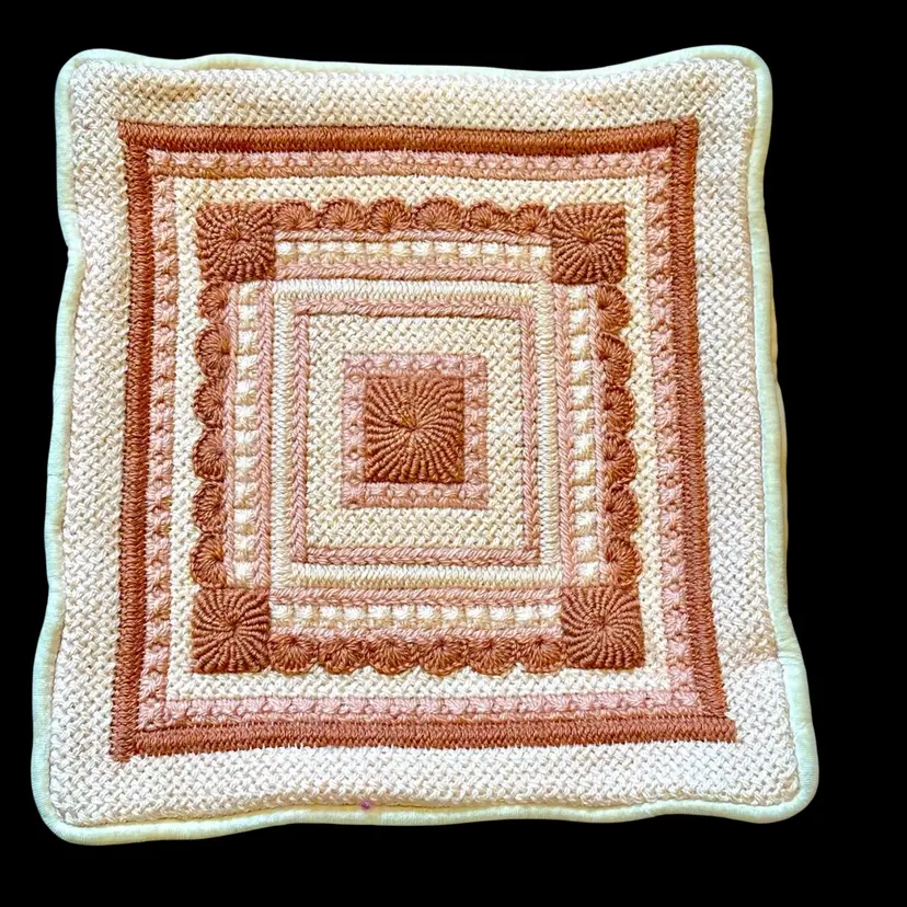 Embroidered Dusty Rose & Pinks Monochromatic Pillow 10”x10”*