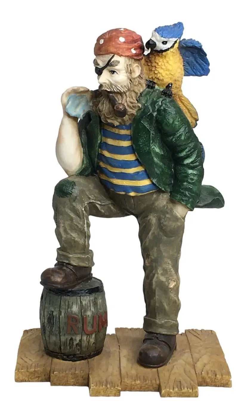 Old Salts Figure Pirate & Parrot 1997 Beachcombers Intl. Nautical 7 1/4"