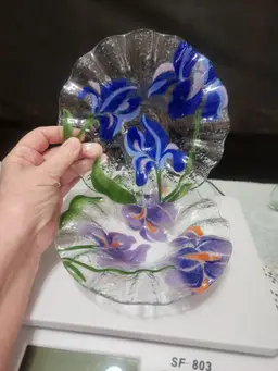 A C Ross pressed art glass 6.5" in diameter