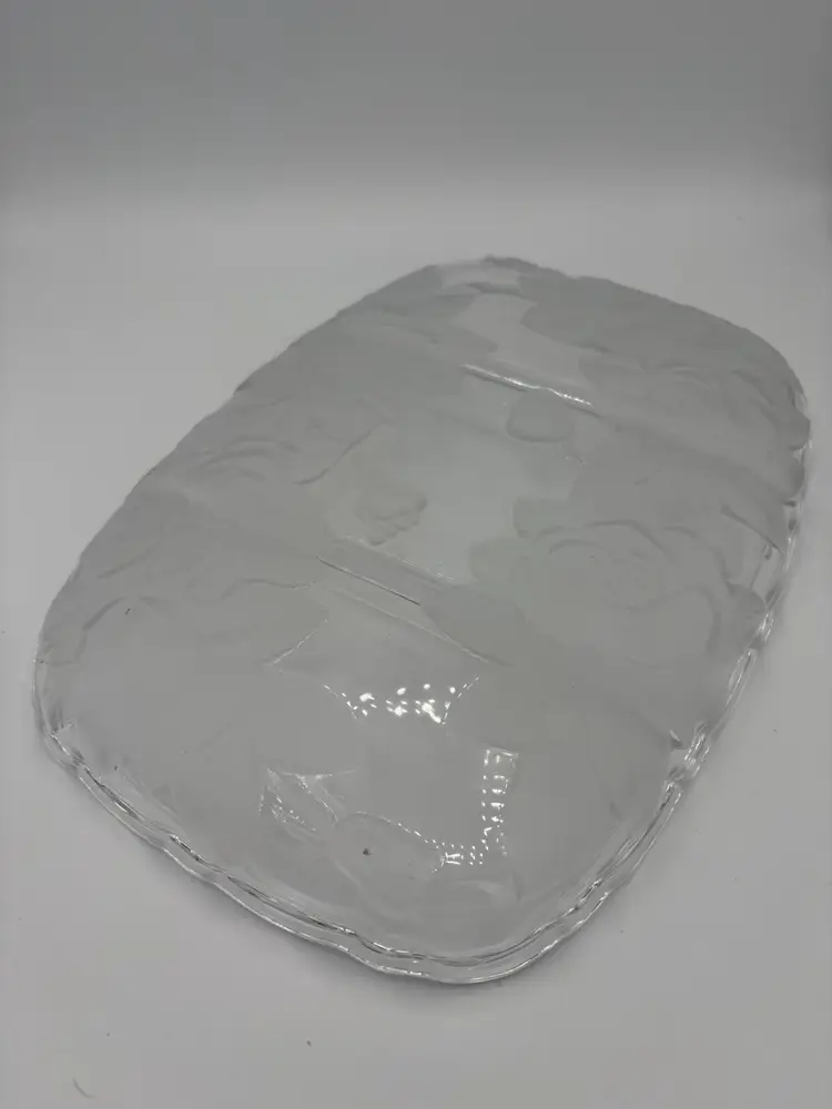 Vintage Rose Pearls 3-part divided relish dish platter made by Home Beautiful Crystal.