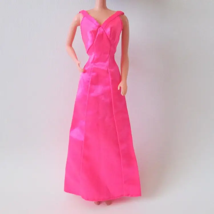 Original Superstar Barbie Doll Dress Pink Satin 70s Doll Gown